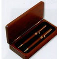 Rosewood Finish Pen Case w/ 2 Pens